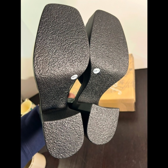 Free People Gwen Mary Jane Leather Platform Heels Shoes Black Size US 8/EU 38.5 - Picture 12 of 16